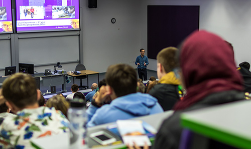Students in a lecture in Renold Building